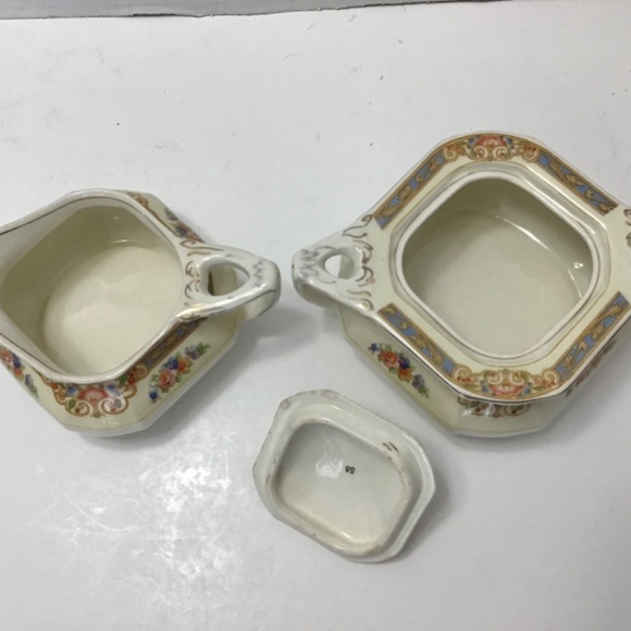 VINTAGE W. H. GRINDLEY SHERATON IVORY CREAMER SUGAR - Picture 4 of 8